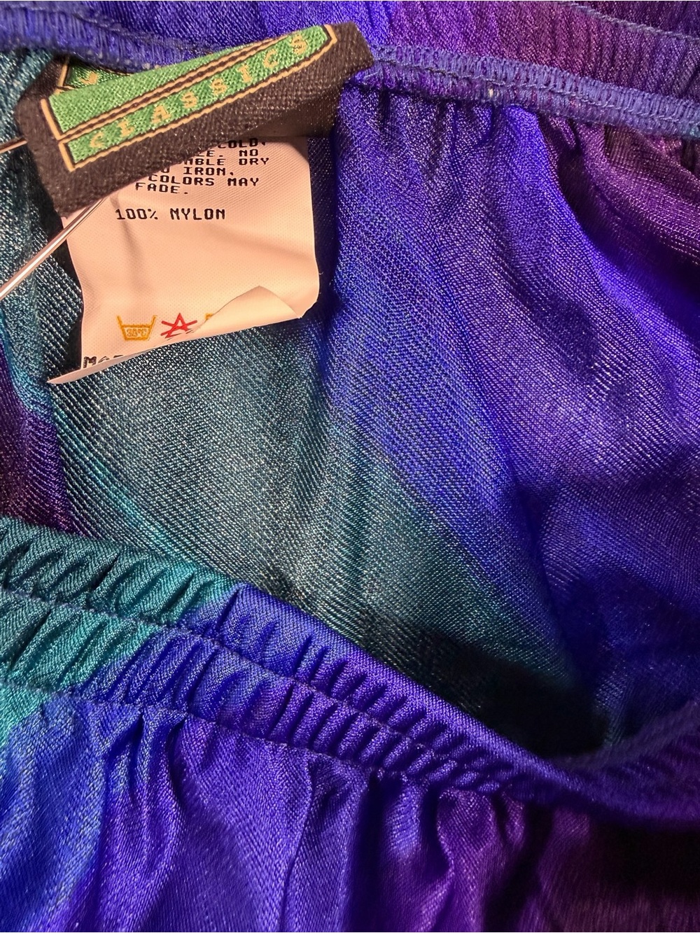 JANTZEN CLASSICS Swim Vintage Blue & Teal Diagonal Stripe Athletic / Swim Skirt - Picture 7 of 11